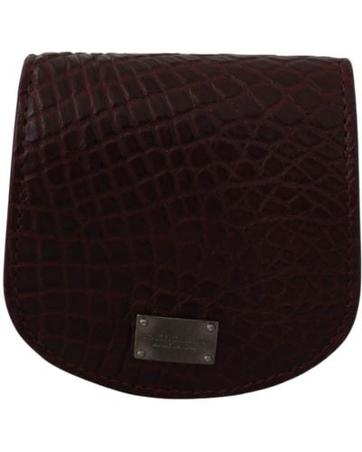 Dolce & Gabbana Refined Caimano Leather Coin Case - Brown