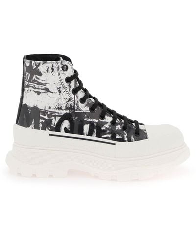 Alexander McQueen 'Tread Slick Graffiti' Ankle Boots - White