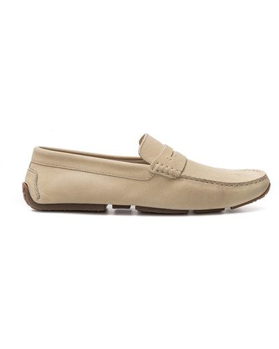 Bally Beige Penny Loafer In Suede - White