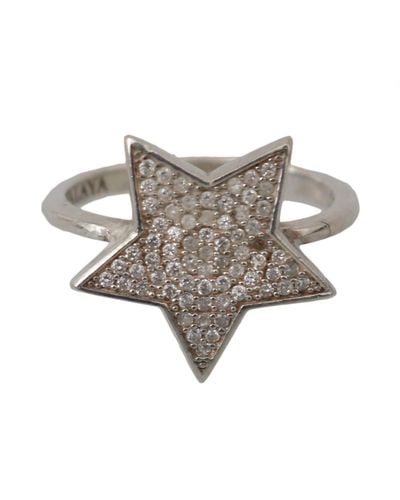Nialaya Clear Cz Star 925 Ring Silver Ny102 - Gray