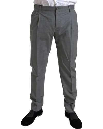 Dolce & Gabbana Gray Wool Chino Skinny Men Dress Trouser Pants