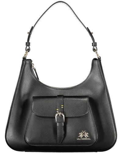La Martina Elegant Leather Shoulder Bag - Black