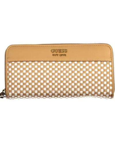 Guess Chic Contrast Detail Brown Wallet With Logo - Natural