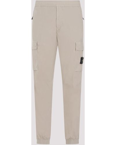 Stone Island Sand Cotton Cargo Trousers - Natural