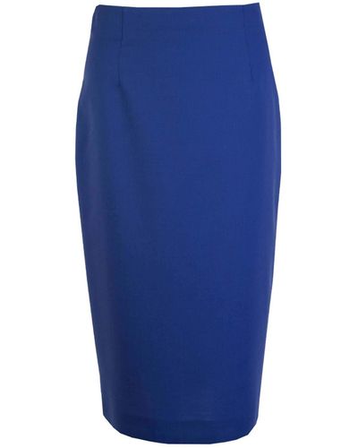 Lardini Blue Pencil Skirt In Wool