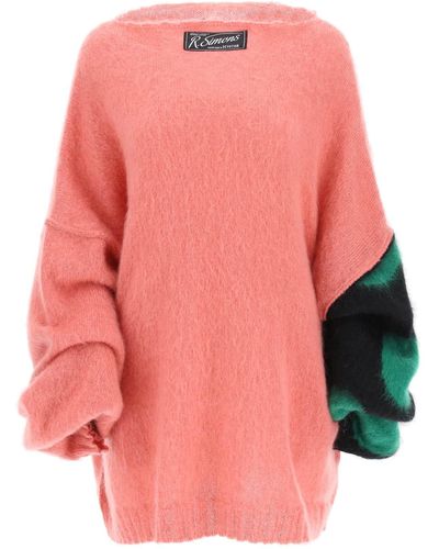 Raf Simons Oversized Sweater With Polka Dot Sleeve - Multicolor
