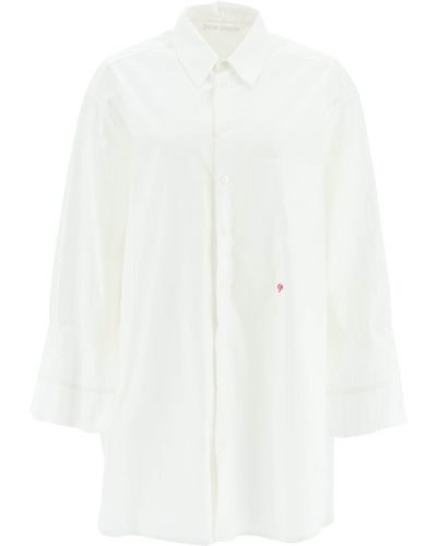 Palm Angels Shirt Dress With Bell Sleeves - White