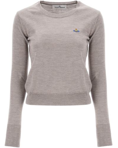 Vivienne Westwood Bea Cardigan With Embroidered Logo - Gray