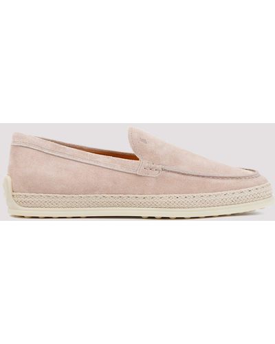 Tod's Pink Suede Leather Loafers