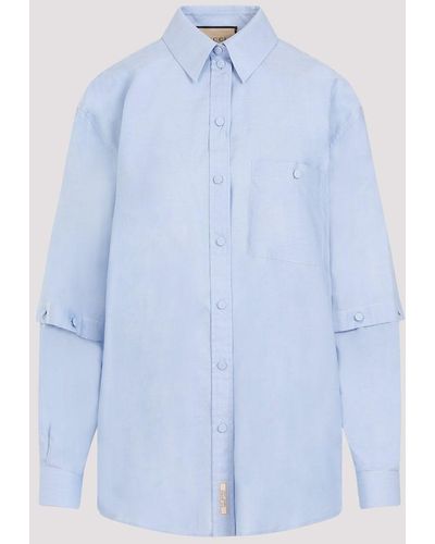 Gucci Sky Blue Cotton Oxford Shirt
