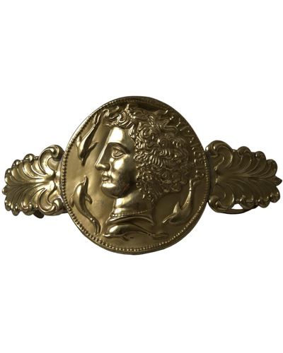 Dolce & Gabbana Gold Tone Brass Oversized Round Coin Monete Belt - Brown