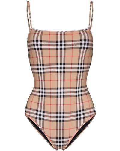 Burberry Vintage Check Pattern Swimsuit - White