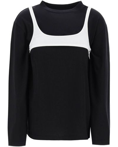 MM6 by Maison Martin Margiela "Long-Sleeved T-Shirt With Contrasting Top - Black