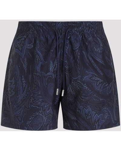 Etro Black Trunk Roma Polyester Swim Shorts - Blue