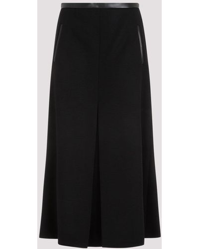 Saint Laurent Black Wool Midi Skirt