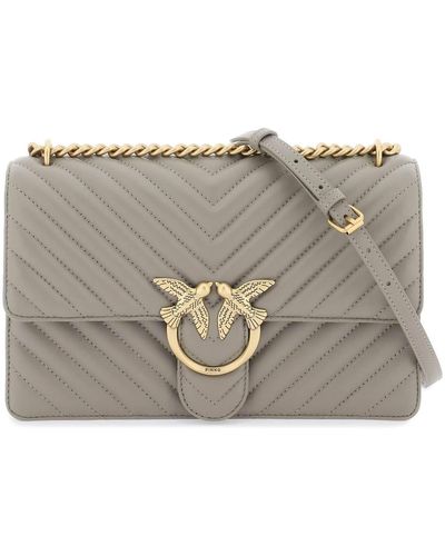 Pinko Chevron Quilted 'classic Love Bag One' - Gray
