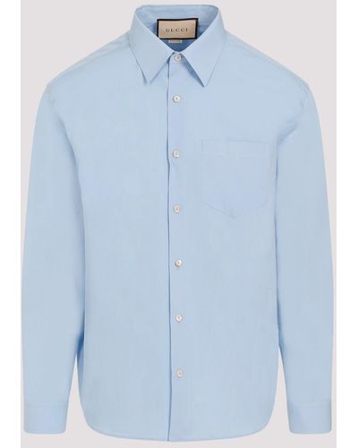 Gucci Sky Blue Cotton Over Boxy Shirt