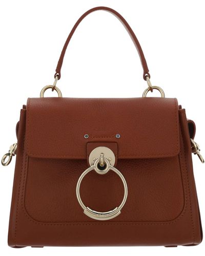 Chloé Calf Leather Tess Handbag - Brown
