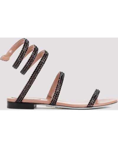 Rene Caovilla Black Serpente Leather Sandals - Pink