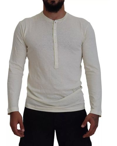 DSquared² Beige Cotton Linen Long Sleeves Pullover Jumper - Grey
