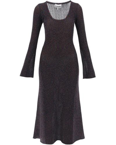 Ganni Lurex Knit Midi Dress - Black