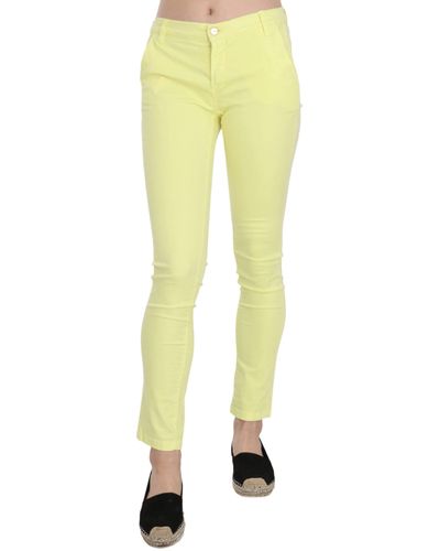 Pinko Cotton Stretch Low Waist Skinny Casual Trouser Trousers - Yellow