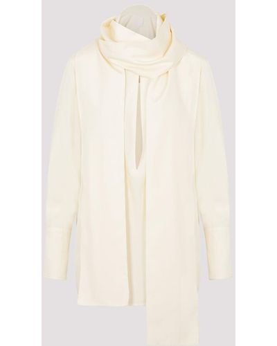 Givenchy White Cream Silk Foulard Blouse - Natural