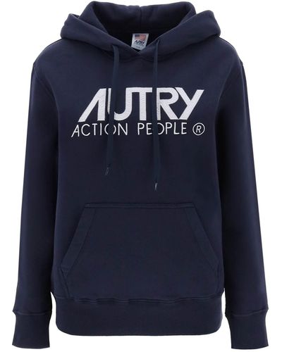 Autry 'icon' Hoodie With Logo Embroidery - Blue