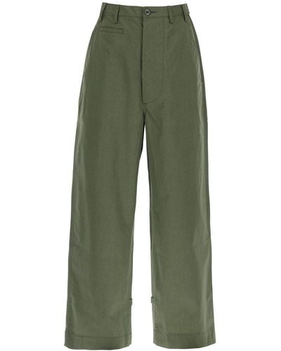 KENZO Oversized Cotton Trousers - Green