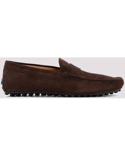 Tod's Brown Suede Gommino Penny Loafers