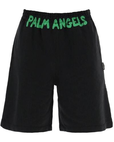 Palm Angels Sporty Bermuda Shorts With Logo - Green