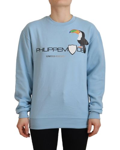 Philippe Model Logo Printed Long Sleeves Jumper - Blue