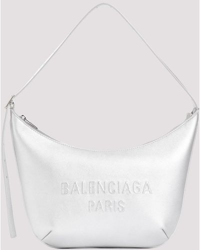Balenciaga Silver Leather Mary Kate Sling Bag - White