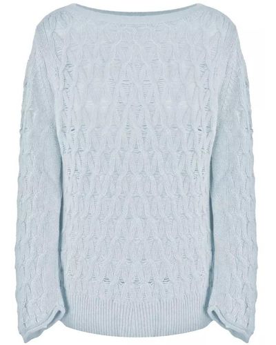 Malo Chic Boat Neck Wool-Cashmere Sweater - Blue