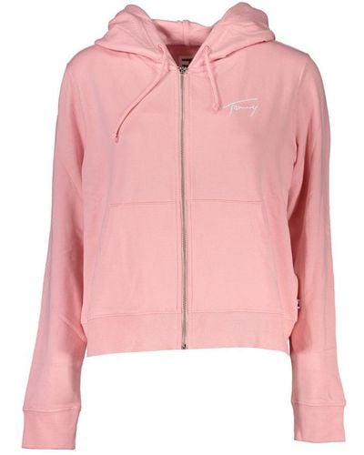 Tommy Hilfiger Elegant Fleece-Lined Hooded Sweatshirt - Pink