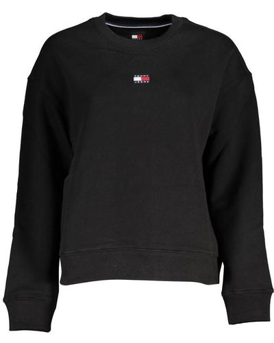 Tommy Hilfiger Crew Neck Embroidered Logo Fleece Sweatshirt - Black