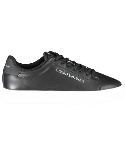 Calvin Klein Sleek Lace-Up Trainers With Contrast Details - Black