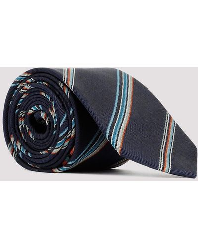 Paul Smith Navy 6cm Stripe Silk Tie - Blue