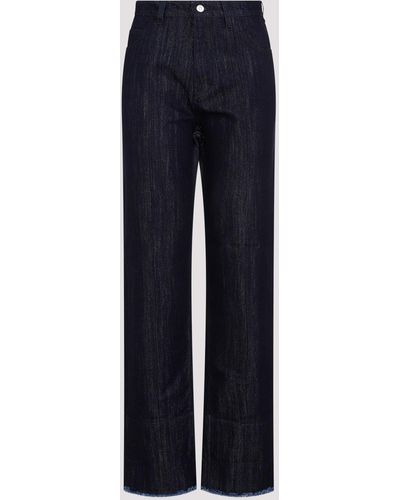 Victoria Beckham Blue Indigo Cotton Cropped High Waist Tapered Jeans