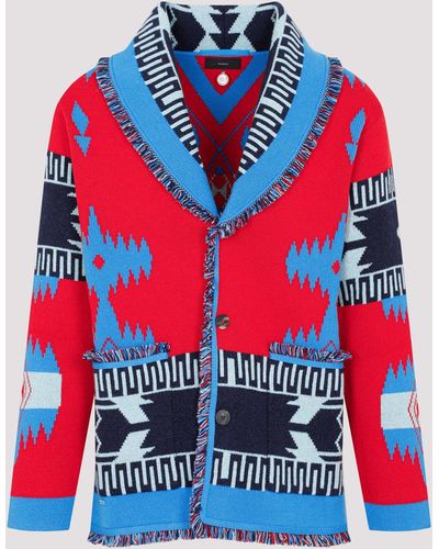 Alanui Icon Jacquard Cardigan Sweater - Red