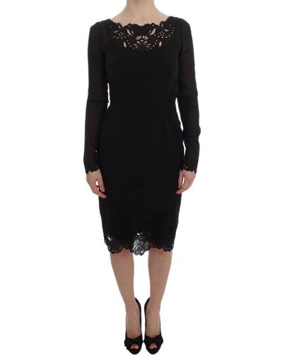 Dolce & Gabbana Silk Stretch Sheath Dress - Black