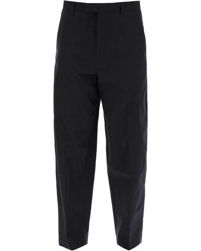 Lemaire Cotton And Silk Carrot Trousers For - Black
