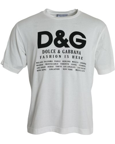 Dolce & Gabbana Graphic Print Cotton Crew Neck T-Shirt - Grey