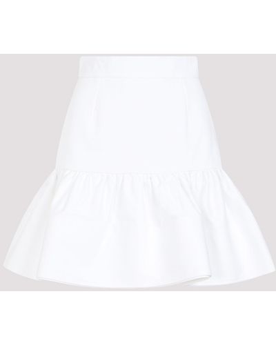 Patou White Ruffle Cotton Mini Skirt