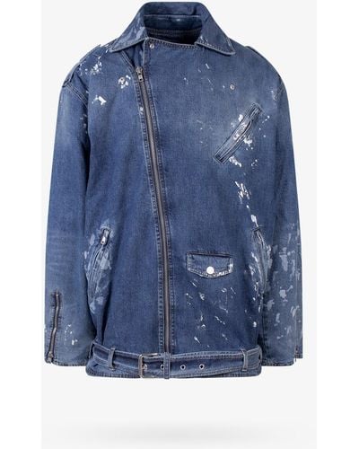 Martine Rose Cotton Zip Closure Used Effect Jackets - Blue