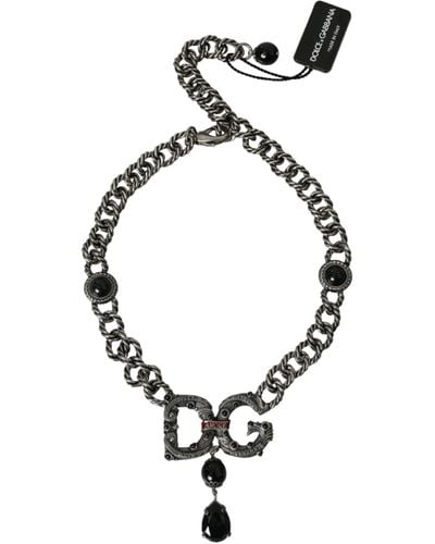 Dolce & Gabbana Tone Brass Dg City Embellished Jewellery Necklace - Multicolour