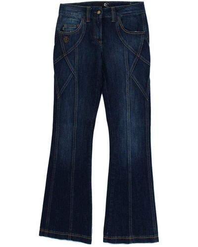 Cavalli Dark Cotton Stretch Low Waist Jeans - Blue