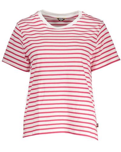 K-Way Chic White Cotton Tee With Contrast Detailing - Pink