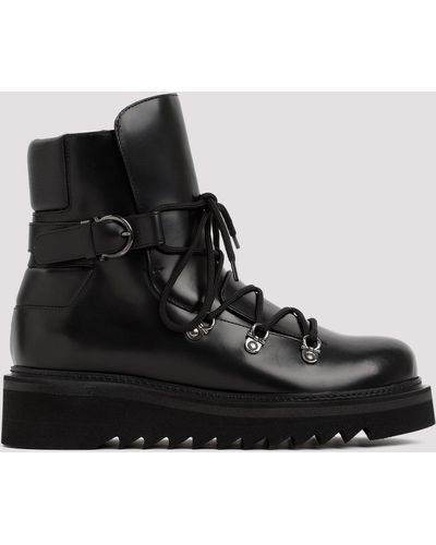 Ferragamo Black Leather Elimo Boots