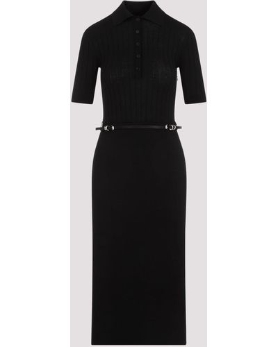 Givenchy Black Wool Voyou Belt Long Polo Dress